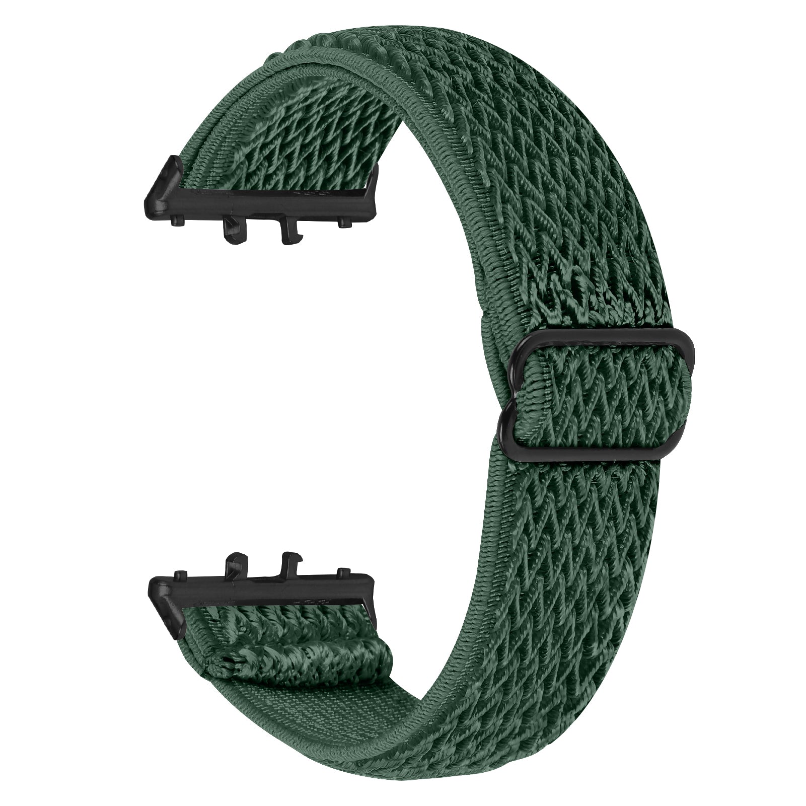 For Samsung Galaxy Fit3 SM-R390 Woven Watch Strap Elastic Wrist Band, Black Connector - White For Samsung Galaxy Fit3 SM-R390 Woven Watch Strap Elastic Wrist Band, Black Connector - White